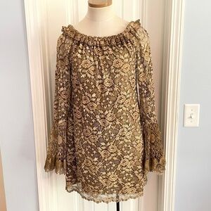 Pat Dahnke Small Floral Lace Mini DRESS Boho Western